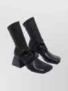 Uma Wang Leather Block Heel Ankle Length Boots In Black