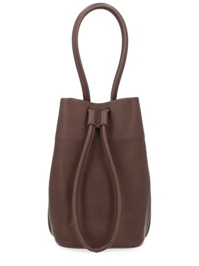 Uma Wang Leather Bucket Bag In Brown