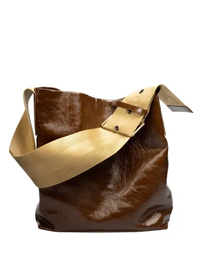 Uma Wang Leather Buckled Shoulder Bag