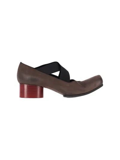 Uma Wang Leather Cross-strap Block Heel Pumps In Black