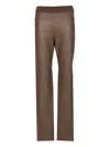 Uma Wang Stretch Leather Trousers Elastic Waist In Brown