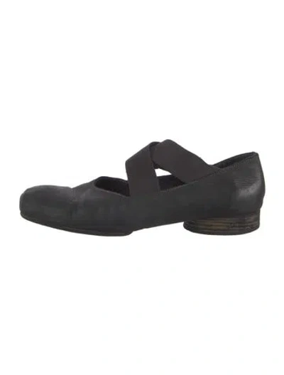 Pre-owned Uma Wang Leather Mary Jane Flats In Black