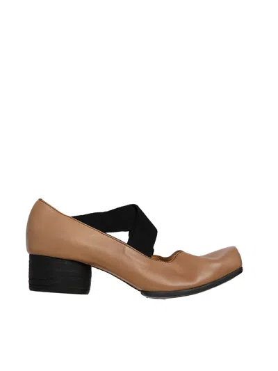 Uma Wang Leather Medium Heel Ballerina In Brown