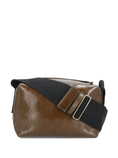 Uma Wang Leather Messenger Bag In Brown