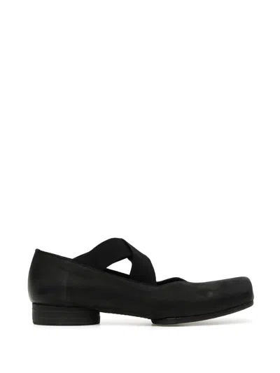 Uma Wang Ballerina Shoes Pebble Calf Leather Squared Toe In Black