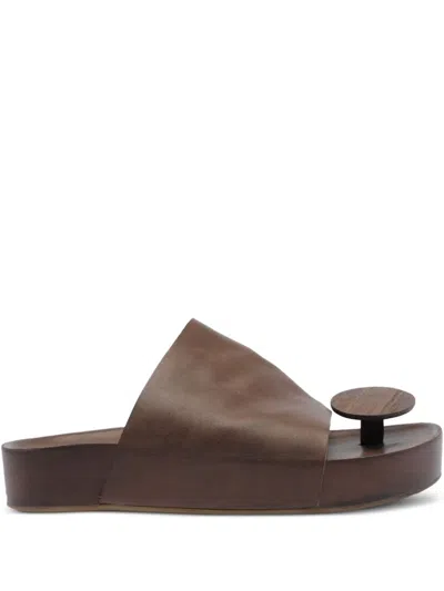 Uma Wang Leather Sandals In Brown