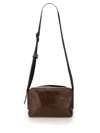 Uma Wang Leather Rectangular Shoulder Bag In Brown