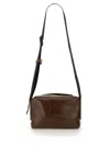 Uma Wang Leather Rectangular Shoulder Bag In Brown