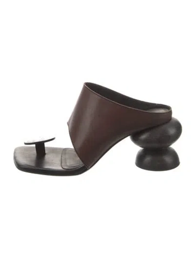 Pre-owned Uma Wang Leather Slides In Brown