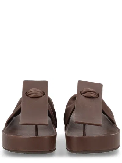 Uma Wang Leather Thong Sandals With Toe Loop In Brown