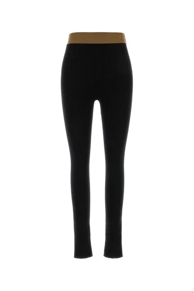 Uma Wang Cashmere Ribbed High Waist Stretch Leggings In Animal Print