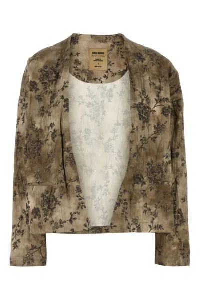 Uma Wang Light Brown Printed Cotton Blend Klarke Blazer