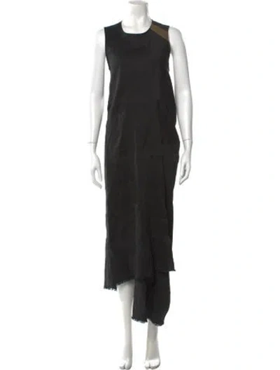 Pre-owned Uma Wang Linen Long Dress In Black