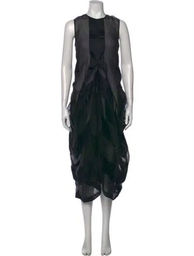 Pre-owned Uma Wang Linen Long Dress W/ Tags In Black