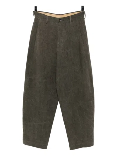 Uma Wang Linen Trousers In Green