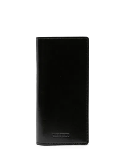 Uma Wang Logo-debossed Leather Wallet In Black