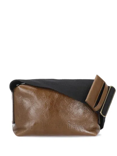 Uma Wang Logo-debossed Shoulder Bag In Brown