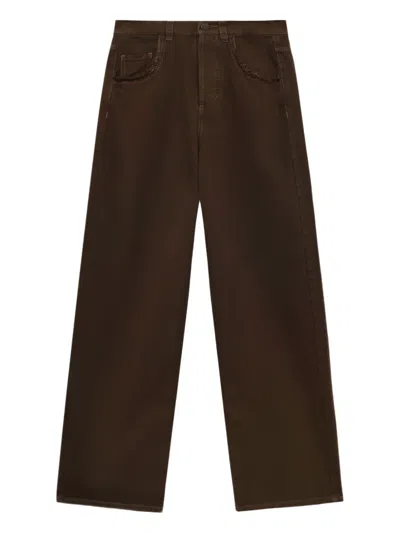 Uma Wang Logo-patch Jeans In 褐色