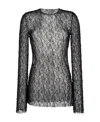 Uma Wang Logo Round Neck Lace Blouse In Gray