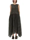 Uma Wang Long Sleeveless Dress High-low Hem In Brown
