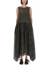 Uma Wang Long Sleeveless Dress High-low Hem In Brown