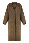 Uma Wang Long Coat In Mixed Wool In Brown