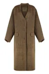 Uma Wang Long Coat In Mixed Wool In Brown
