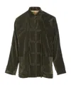 Uma Wang Velvet Texture High Collar Jacket With Button Detailing In Green