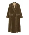 Uma Wang Velvet Texture Camelot Coat With Peak Lapels In Green