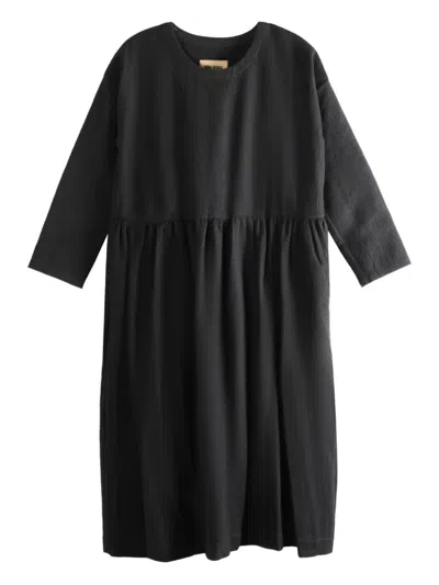 Uma Wang Long-sleeve Crew-neck Midi Dress In Black