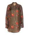 Uma Wang Floral Print Long Sleeve Relaxed Top In Brown