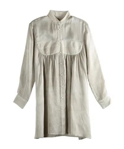 Uma Wang Gathered Long-sleeve Mini Dress In Gray