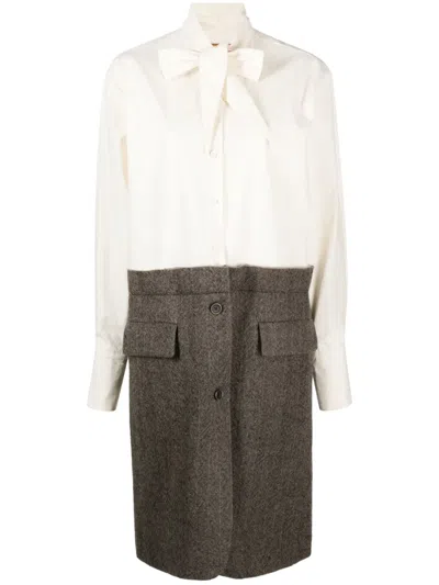 Uma Wang Long-sleeve Shirt Midi Dress In White