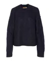 Uma Wang Crewneck Textured Fabric Long Sleeves Sweater In Blue