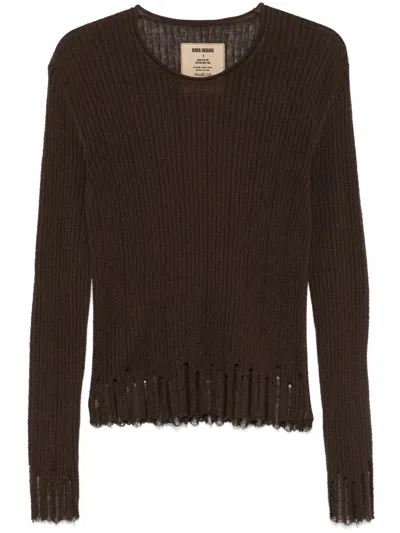 Uma Wang Long-sleeve Sweater In Brown