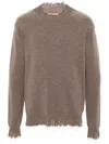 Uma Wang Brown Frayed Sweater In Brown