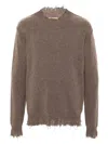 Uma Wang Brown Frayed Sweater In Brown