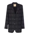 Uma Wang Check Pattern Longline Jacket V-neck In Multi