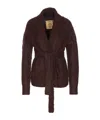 Uma Wang Plush Textured Wool Blend Cardigan With Shawl Collar In Burgundy