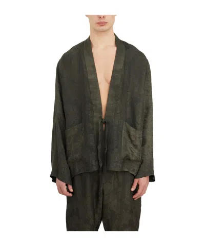 Uma Wang Long-sleeved Casual Jacket In Green