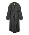 Uma Wang Black Chevron Pitti Coat With Hood In Black