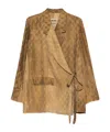 Uma Wang Khloe Wrap Jacket Floral Pattern Pockets In Brown