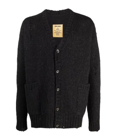 Uma Wang Long-sleeved Knitted Cardigan In Black