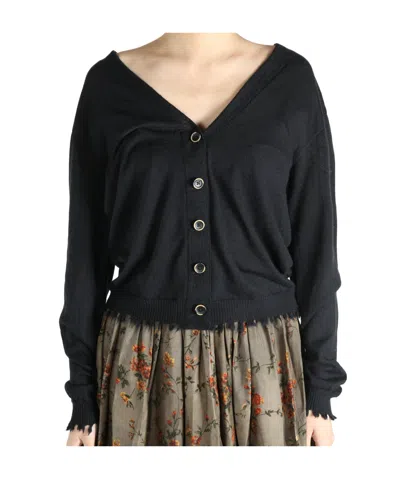 Uma Wang Long-sleeved Knitted Cardigan In Black