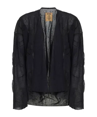 Uma Wang Long-sleeved Knitted Cardigan In Black