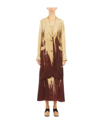 Uma Wang Long-sleeved Lapel Coat In Nude