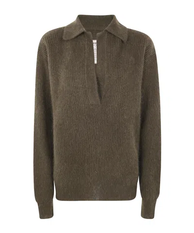 UMA WANG LONG-SLEEVED LAPEL SWEATER