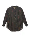 Uma Wang Floral Printed Curved Hem Shirt In Black