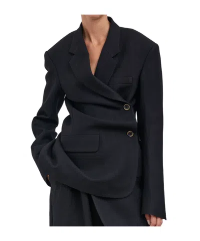 Uma Wang Long-sleeved Suit Jacket In Black