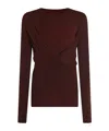 Uma Wang Omens Dark Red Twist Long-sleeves Stretch-woven Top In Brown